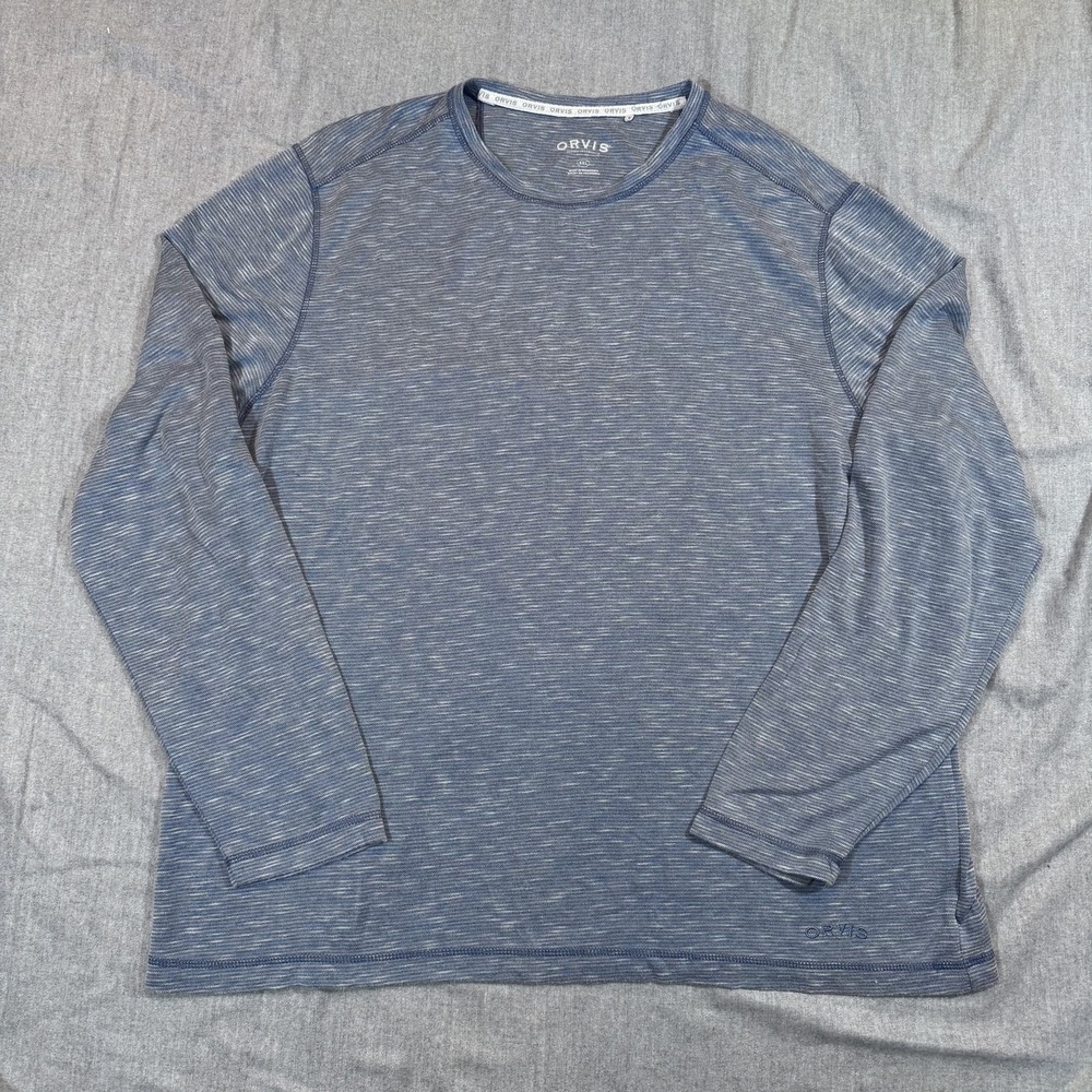 Orvis Shirt Mens XXL Blue Long Sleeve Performance Pullover 2XL Lightweight